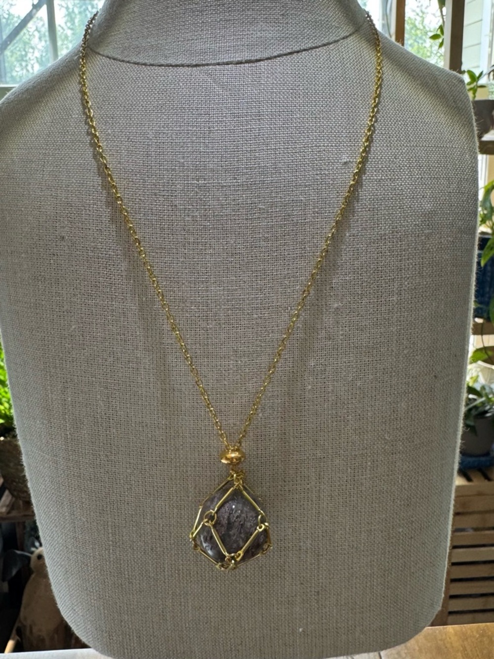 Golden Garden Quartz Cage Necklace